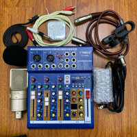 Chọn Mic Hát Thu Âm Livestream MIXER Yamaha F4 Pro + Mic Takstar PC K200 dây livestream , lấy nhạc , kẹp mic đầy đủ