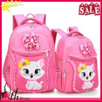[chọn size] Balo đi học cho bé gái hình mèo dễ thương màu hồng siêu dễ thương chất liệu vải Polyester, cặp sách tiểu học