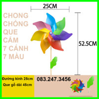 Chong chóng nhựa 7 cánh 7 màu giá rẻ dây treoo que cắm trang trí ngoài trời - CCN7C7M