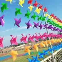 Chong chóng trang trí 100 chong chóng nhựa đủ màu 24 cm dây treo kèm 30m dây bọc nhựa và phụ kiện rẻ