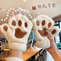 Chống Gió Chống Lạnh Hoạt Hình Mùa Đông Sang Trọng Dễ Thương Boyato Mèo Móng Vuốt Sang Trọng Gấu Paw Găng Tay Nữ Đi Xe Đạp Dày Học Sinh