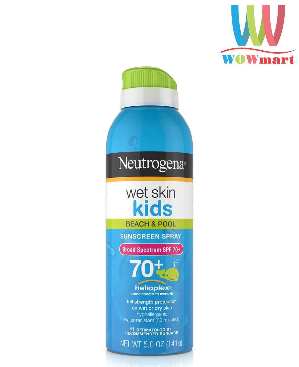 Chống nắng dạng xịt Neutrogena Wet Skin Kids SPF 70+