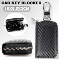 Chống Trộm Xe Chìa Khóa Móc Khóa Túi Bảo Vệ Chìa Khóa RFID Chặn Tín Hiệu Da Dây Kéo Đóng Unisex Chìa Khóa Thẻ