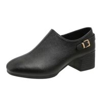 [Chống trượt, bền, kết cấu trong suốt] Giày da thoải mái miệng sâu đầu năm 2025, giày đơn nữ da mềm mới bán chạy 2024