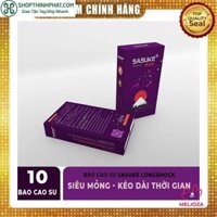 [CHỐNG XUẤT TINH SỚM] Bao Cao Su Sasuke Long Shock Siêu Mỏng, Kéo Dài Thời Gian hộp 10c BCS045