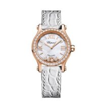CHOPARD HAPPY SPORT 274893-5010 AUTO 18K DIAMOND 30MM White