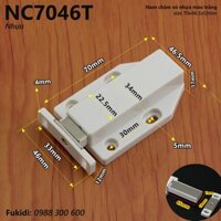 Chốt nam châm nhựa, cục hít cửa tủ màu trắng size 70x46mm - NC7046T