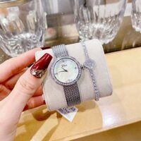 Christian Dior Satine |Nữ Giới |Mặt Xà Cừ |Đính Đá |Dây Lưới Silver |Máy Pin (Quartz) |Size 30mm