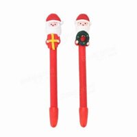 Christmas Santa Claus Crutches Style Soft Ceramic Ball Pen Cartoon Christmas Gifts Ballpoint