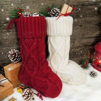 Christmas Stockings 6 Pack 15 Inches Small Size Cable Knit Knitted Xmas Rustic Personalized Stocking Decorations for Family Holiday Season Decor Cream Or Burgundy