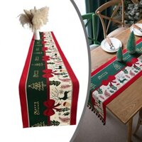 Christmas Table Runner Elegant Tassels Fine Workmanship Desktop Protector