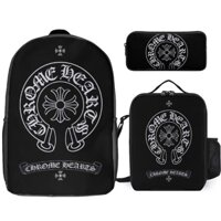 Chrome Hearts 3 Bộ Túi Đi Học Cá Tính Cho Ba Lô Tiểu Học Có Túi Ăn Trưa Và Hộp Đựng Bút Chì