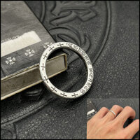 Chrome HEARTS Bạc 925 3mm Mịn Chữ Thập Inscription Nhẫn Mỹ NTFL Retro Punk Rock Gothic Phụ Kiện Đường Phố Hip Hop Trang Sức Quà Tặng Ngày Lễ Tình Nhân 5845