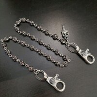 Chrome HEARTS Bạc 925 Công Lý Chữ Thập Hoa Bóng Eo Dây Xích Retro Punk Gothic Rock Khóa Đôi Túi Dây Xích Đường Phố Hip Hop Quần Dây Xích Carnival Đảng Quà Tặng 6198