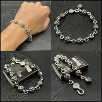 Chrome HEARTS Bạc 925 Lớn Chữ Thập Hoa Bóng Vòng Tay Retro Vintage Punk Phong Cách Phụ Kiện Lễ Hội Tiệc Quà Tặng Rock Street Hip Hop Phong Cách Trang Sức CS007 L