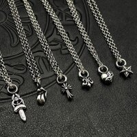 Chrome HEARTS Bạc 925 Mini Đào Trái Tim Chữ Thập Vòng Cổ Vintage Punk Gothic Rock Phụ Kiện Đường Phố Hip Hop Trang Sức Lễ Hội Tiệc Quà Tặng CX2394