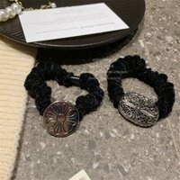 Chrome Hearts Dây Đeo Tay Hoa Chữ Thập Dây Tóc Đen Dây Buộc Tóc Châu Âu Và Mỹ Retro Ngoại Thương Cao Su Ban Nhạc Tối