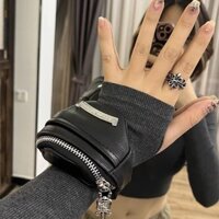 Chrome Hearts Đen Pu Da Cổ Tay Túi Nữ Niche Thiết Kế Hot Girl Túi 2024 Mới Eo Túi Ngọt Ngào Phong Cách Thoáng Mát Ví Đựng Tiền Xu