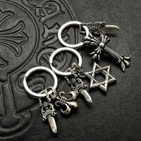 Chrome Hearts Móc Khóa / Bạc 925 Đôi Chữ Thập Móc Khóa Hip Hop Cá Tính Túi Mặt Dây Chuyền Phụ Kiện