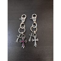 Chrome Hearts Móc khóa trái tim/ Bạc 925 Nhiều màu sắc Kim cương Mặt dây chuyền đôi Móc khóa Hip Hop Punk