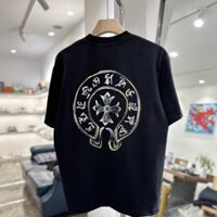 Chrome Hearts Mới Retro Cao Cấp Vẽ Tay Tiếng Phạn In Chữ Thập Áo Thun Cotton Cao Cấp 100% 402