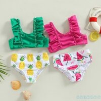Cht- (2-7 Tuổi) Bộ Bikini bé gái Áo chắp vá không tay kèm đồ bơi in dưa hấu / dứa