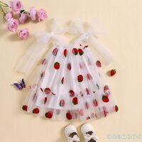 Cht-baby Bé Gái Váy Không Tay Dây Nơ Mùa Hè Vải tuyn Chữ A Có Cánh Bướm Cho Tiệc Đi Biển Quần Áo Dễ Thương