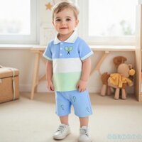 Cht-baby Bé Trai Trang Phục Mùa Hè Họa Tiết Bóng Tennis Áo Thun Tay Ngắn Và Quần Short Co Giãn Bộ Quần Áo 2 Mảnh