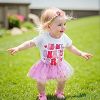 Cht-toddler Bé Gái 2 Bộ Trang Phục Sinh Nhật Tay Ngắn Vương Miện In Chữ + Bộ Váy Tutu Quần Áo Cho Bé