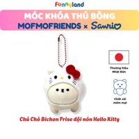 Chú Chó Bichon Frise đội nón Hello Kitty - Móc Khóa Thú Bông