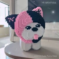 Chú chó dễ thương nhổ lưỡi tương thích với đồ chơi lắp ráp Lego, quà tặng trang trí cho bé gái