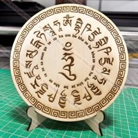 Chú Dược Sư để bàn bằng gỗ chạm khắc laser 3D, mộc mạc, tinh xảo (đường kính 20cm)