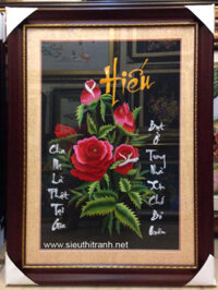 Chữ Hiếu- tranh thêu thư pháp- F027