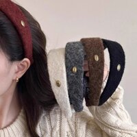 Chữ Hình Bầu Dục Vàng Nhãn Rộng Len Sang Trọng Băng Đô Thời Trang Cao Cấp Đầu Mũ Phụ Kiện Tóc Nữ