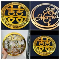 chữ hỷ, chữ Just Married, chữ happy wedding bằng lu tráng gương dùng cho xe cưới, đám cưới