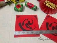 Chữ Lộc thư pháp in giấy nhung đỏ 20cm