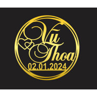 Chữ Lồng cô dâu chú rể alu gương vàng trang trí xe hoa theo yêu cầu