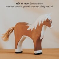 Chú Ngựa Gỗ 3D Đồ Chơi Cho Bé, Đồ Chơi Mô Hình Động Vật Dễ Thương, Đồ Chơi Thú Gỗ Tô Màu Cho Bé, Đồ Chơi Gỗ Tí Hon