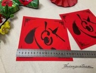 Chữ Tết thư pháp in giấy nhung đỏ 20cm
