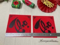 Chữ Thọ thư pháp in giấy nhung đỏ 20cm