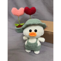 Chú vịt mũ xanh thêu kiểu Punch needle