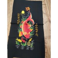 [chưa khung] Tranh thêu truyền thống thêu sẵn Cá Chép Vàng kích thước 40*80