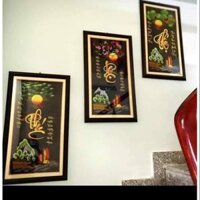 (chưa khung)tranh thêu truyền thống phúc lộc thọ thành phẩm