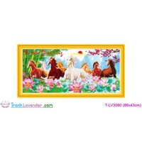 (chưa thêu)[T-LV3080]Tranh thêu chữ thập Con ngựa Mã Đáo Thành Công (86x43cm)