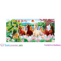 (chưa thêu)[T-LV3213]Tranh thêu chữ thập Con ngựa Mã Đáo Thành Công (115x53cm)
