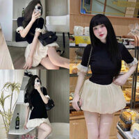 [CHUẨN ẢNH ] Set áo cổ lọ tay bèo mix chân váy bí phồng siêu hot
