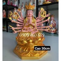 Chuẩn Đề Vương Bồ Tát vàng 30cm