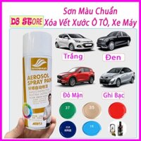 (Chuẩn Màu) Sơn Pha Sẵn ô tô,xe máy - Sơn xịt màu trắng, đen, đỏ mận, bạc, vàng cát, xanh - Sơn xóa vết Trầy xước xe