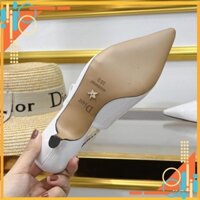[Chuẩn Siêu Cấp] Giày Sandal, Giày Cao Gót Nữ dior trắng gót 6p da bóng hàng fullbox + bill + túi giấy