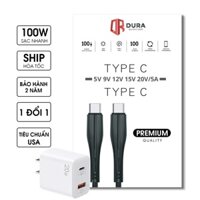 Chuẩn USA Bộ cóc sạc DURA 20W siêu nhanh với dây cáp DURA vải dù C to C siêu cao cấp